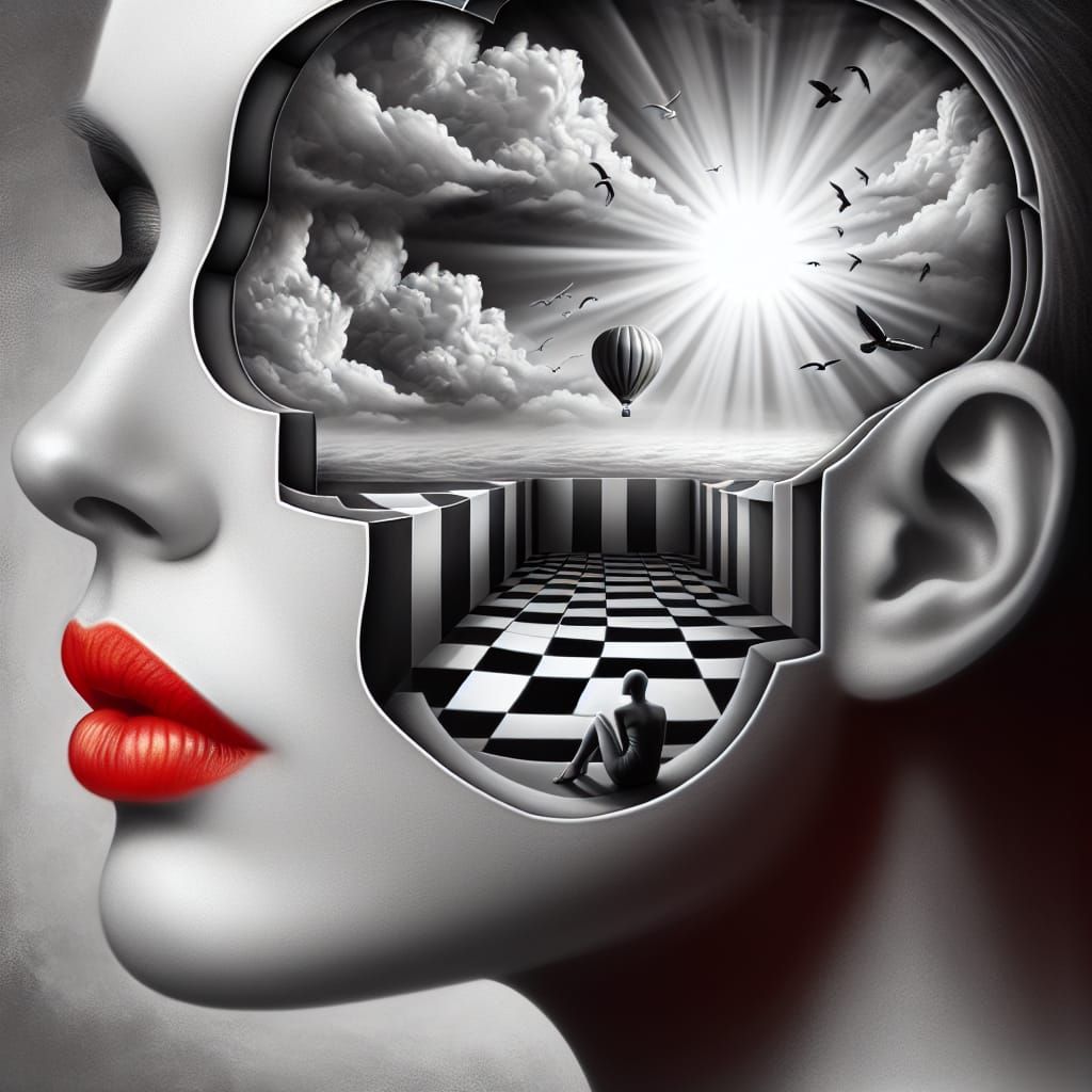 Surreal Grayscale Portrait Reveals Inner World