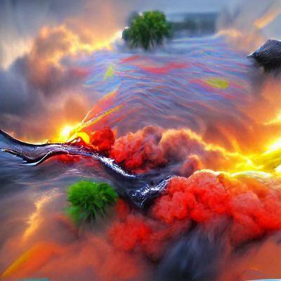 Vulcan eruption above the sky