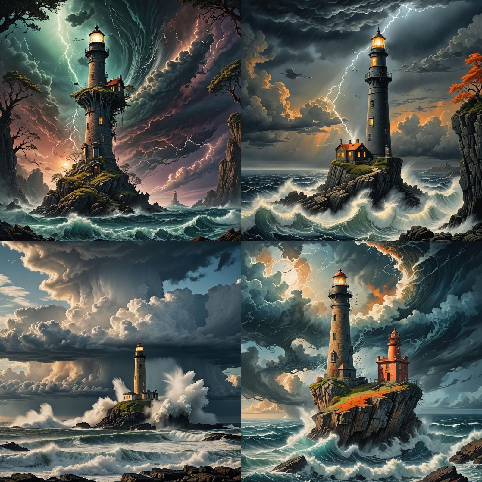 Surreal Lighthouse in Topsy-Turvy Hurricane