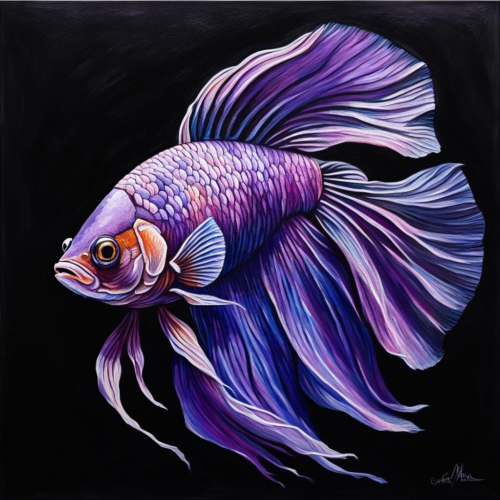 Purple Beta Fish Veins in Expressionist Impasto