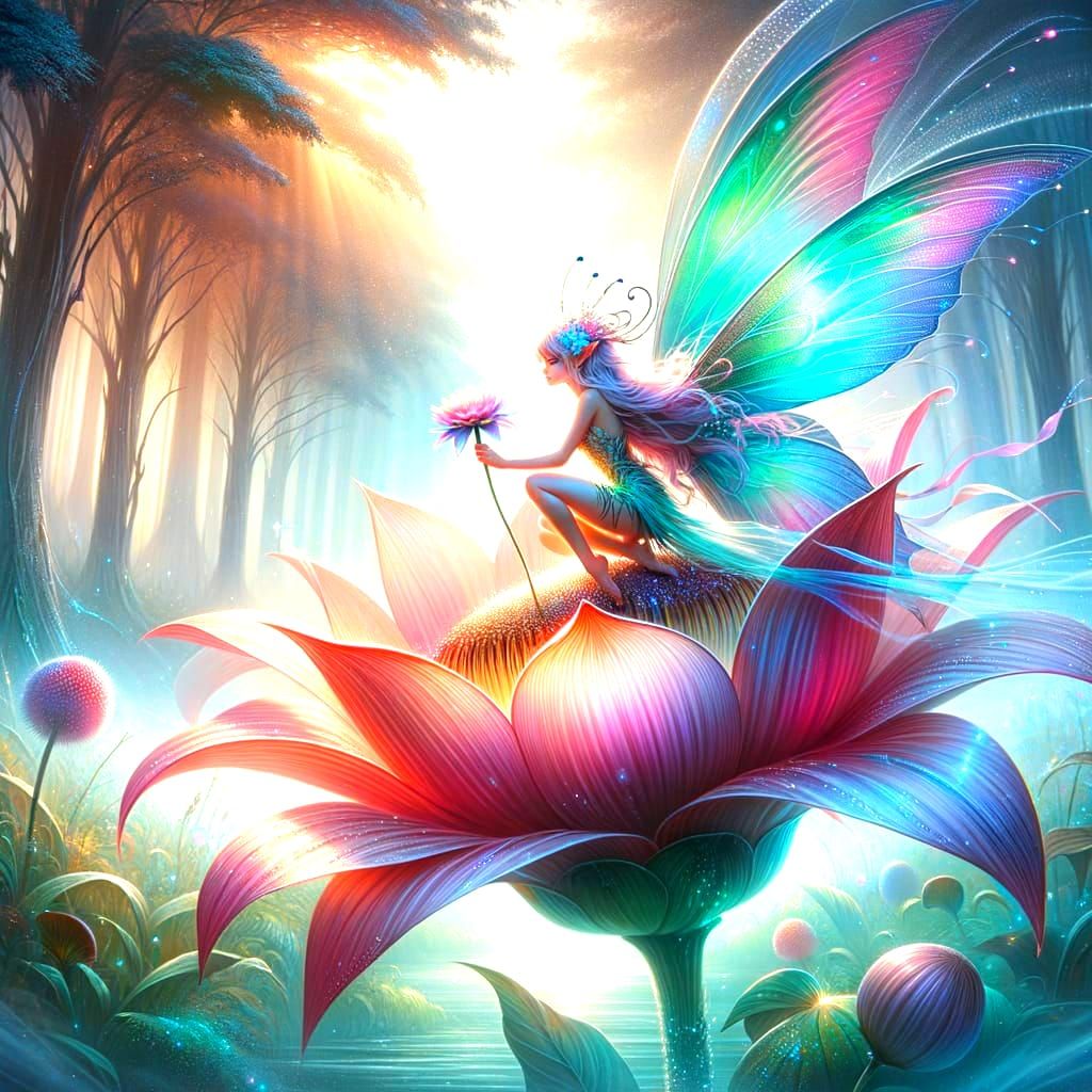 Ethereal Flower Fairy in Dreamlike Forest