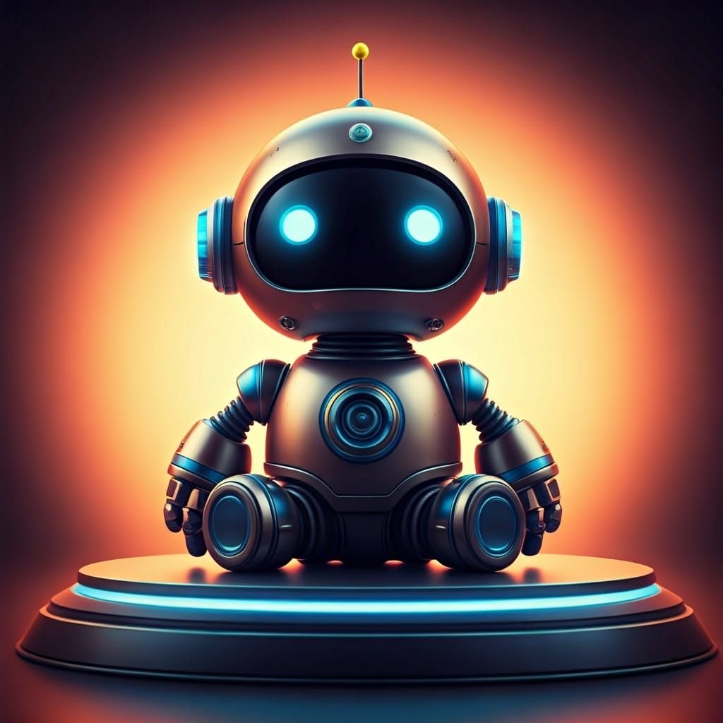 Adorable Toy Robot on Futuristic Pedestal