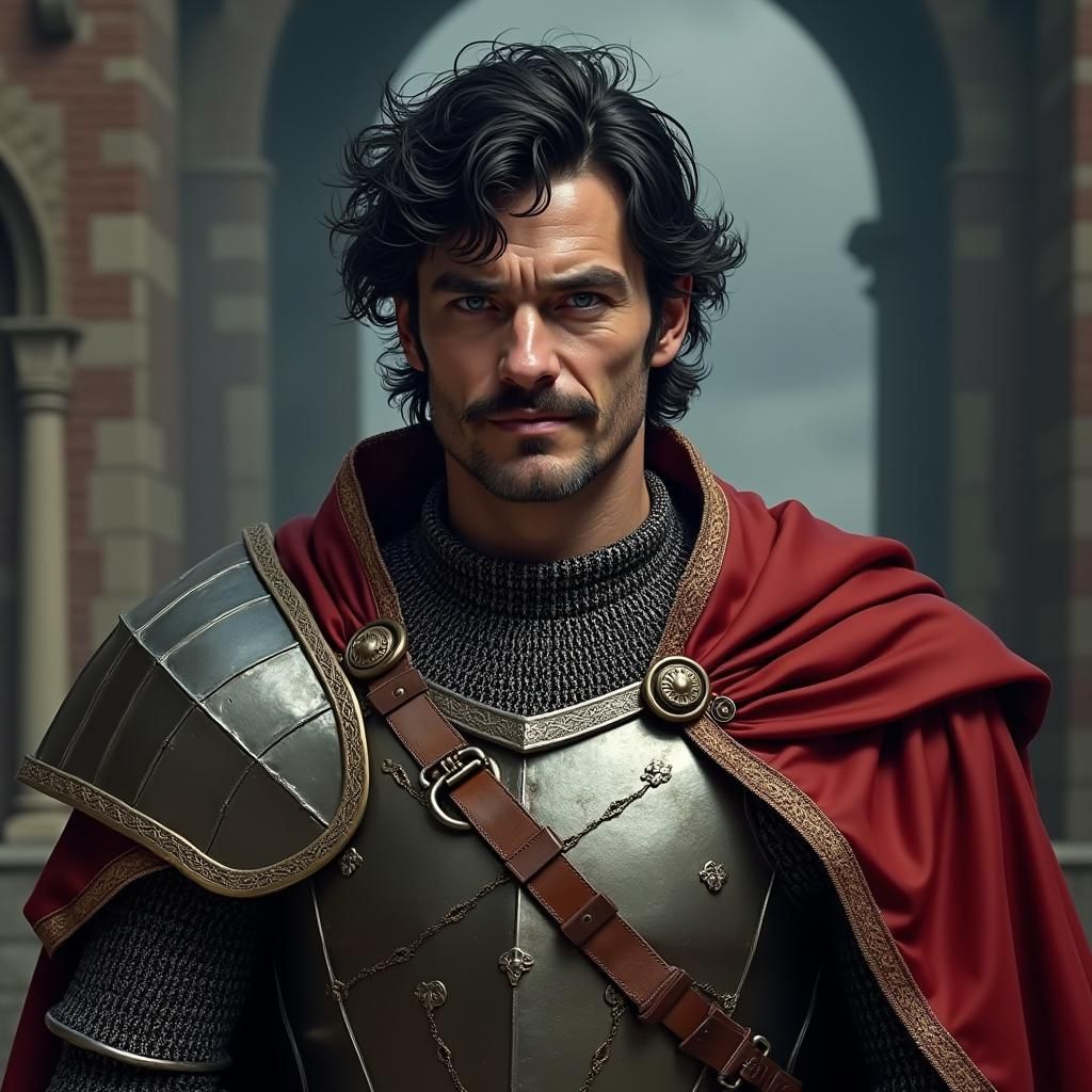 Slavic Warrior in Baroque Medieval Scene