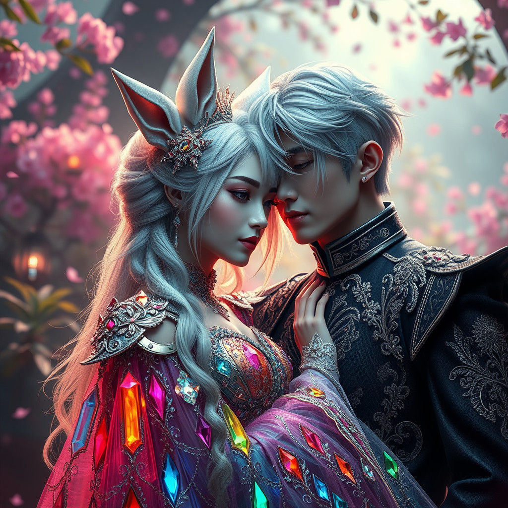 Korean Vampire Queen with Fox Ears, Digital Art