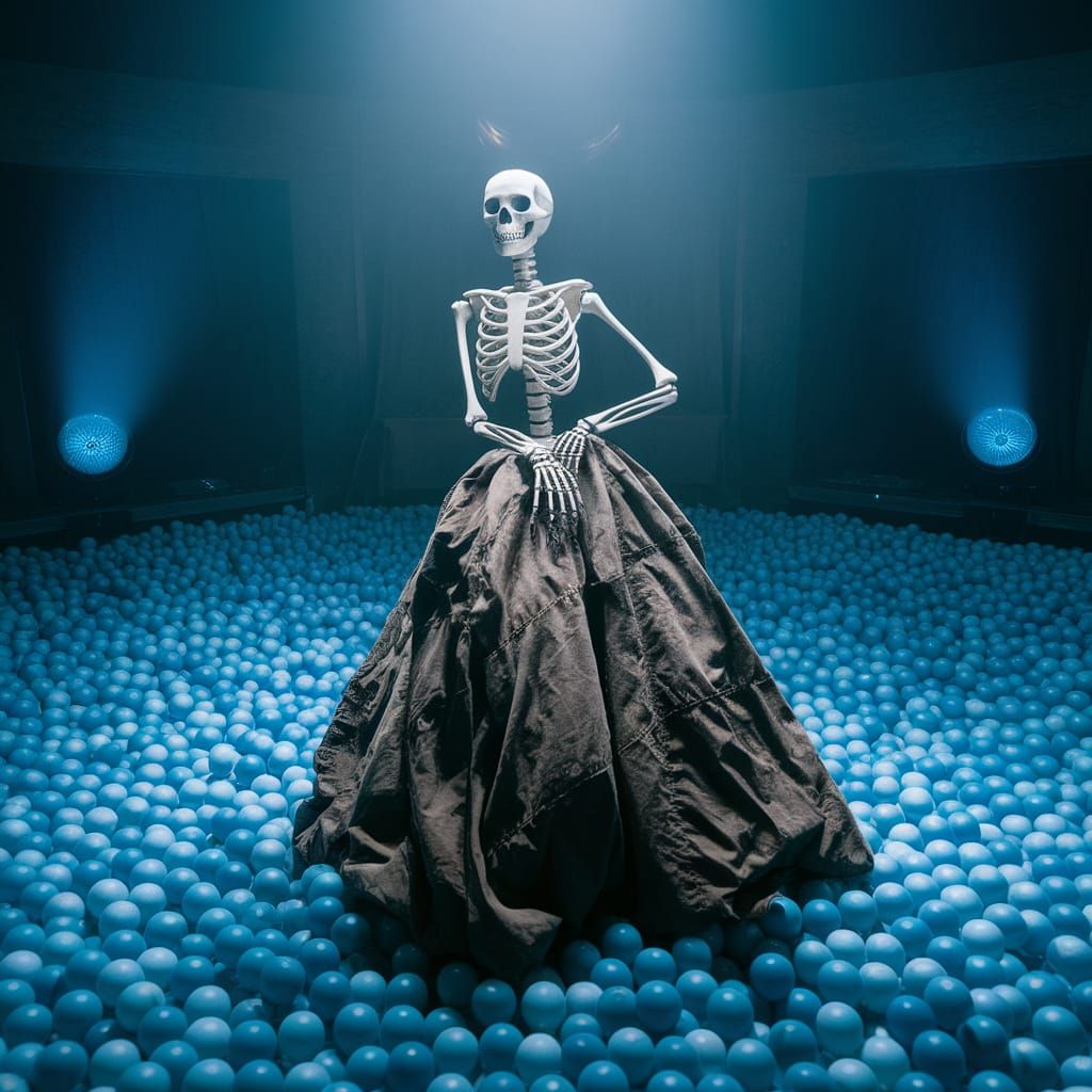 Dramatic Skeleton in a Ball Pit: A Cinematic Masterpiece