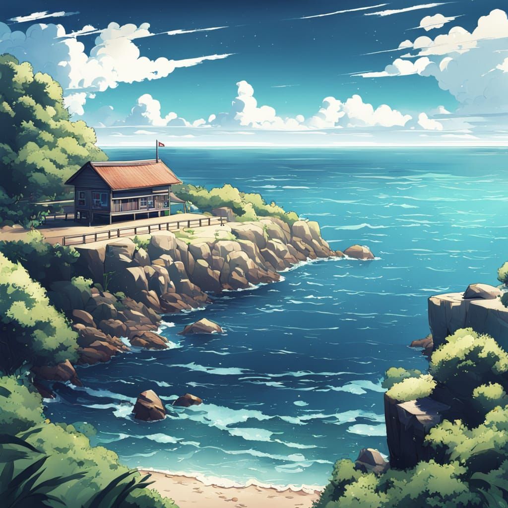Vibrant Seaside Anime Masterpiece