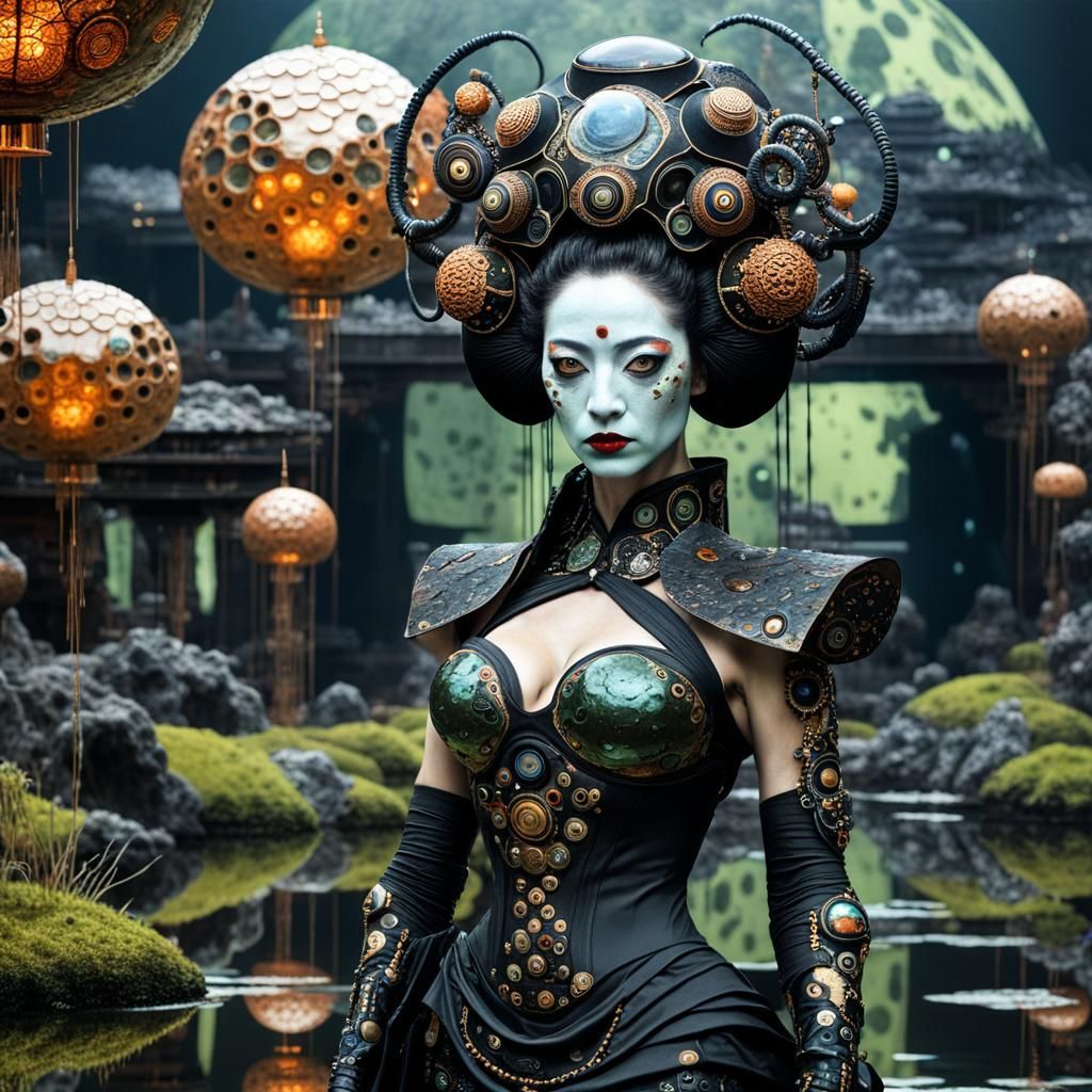 Dark Sci-Fi Geisha Portrait on Alien Planet