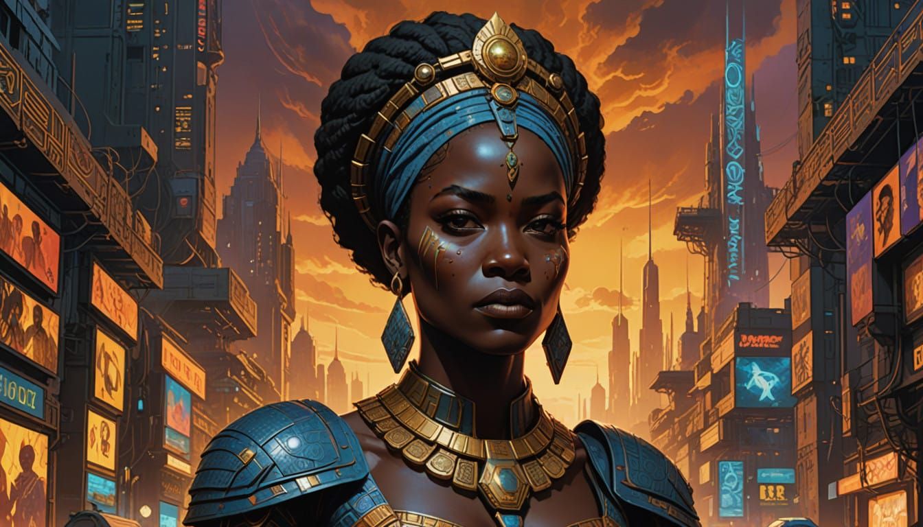 Regal African Queen in Vibrant Traditional Attire