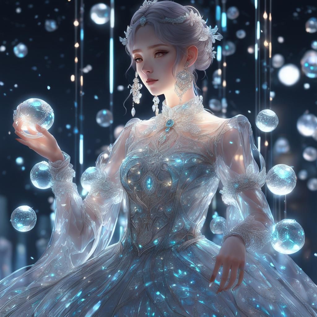 Woman in Glass Dress: 3D Anime Art