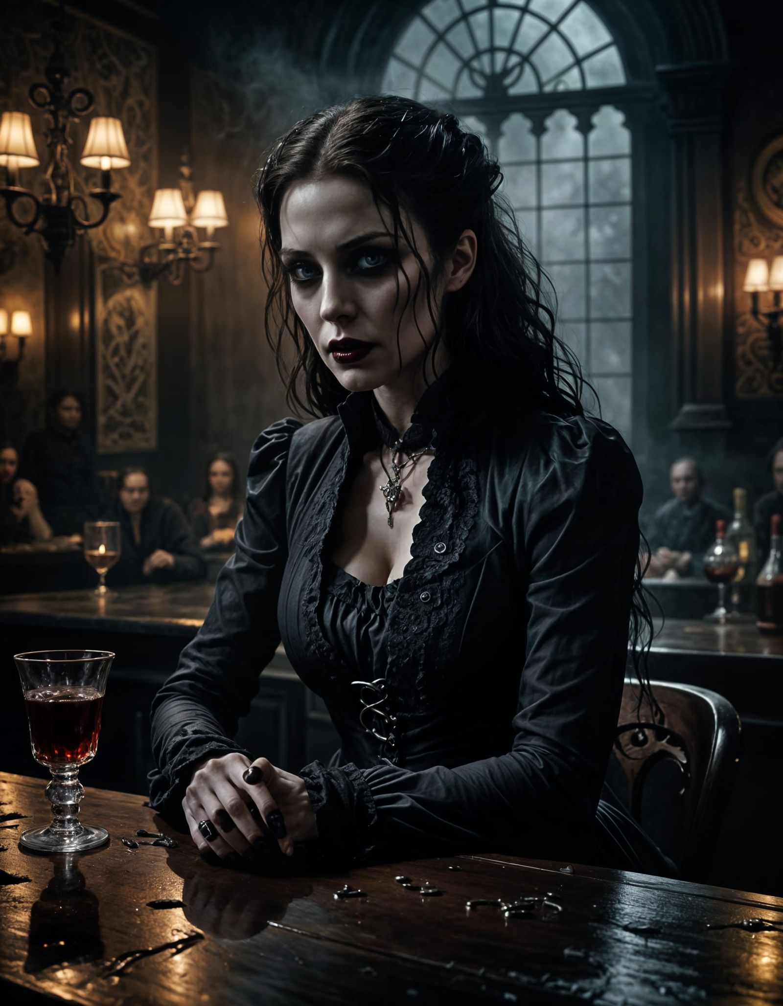 Sensual Vampire Mistress in Dark, Steamy Nightclub