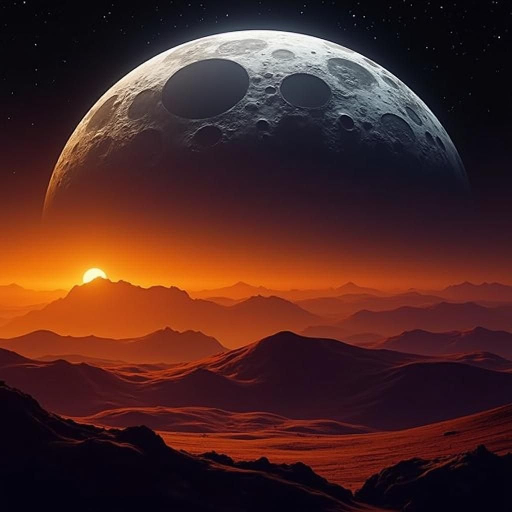 Ethereal Lunar Landscape Inspired by Surrealist Art