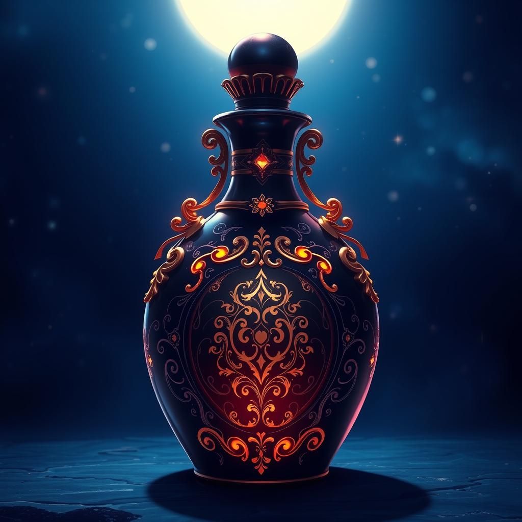 An ebony eclipse potion bottle