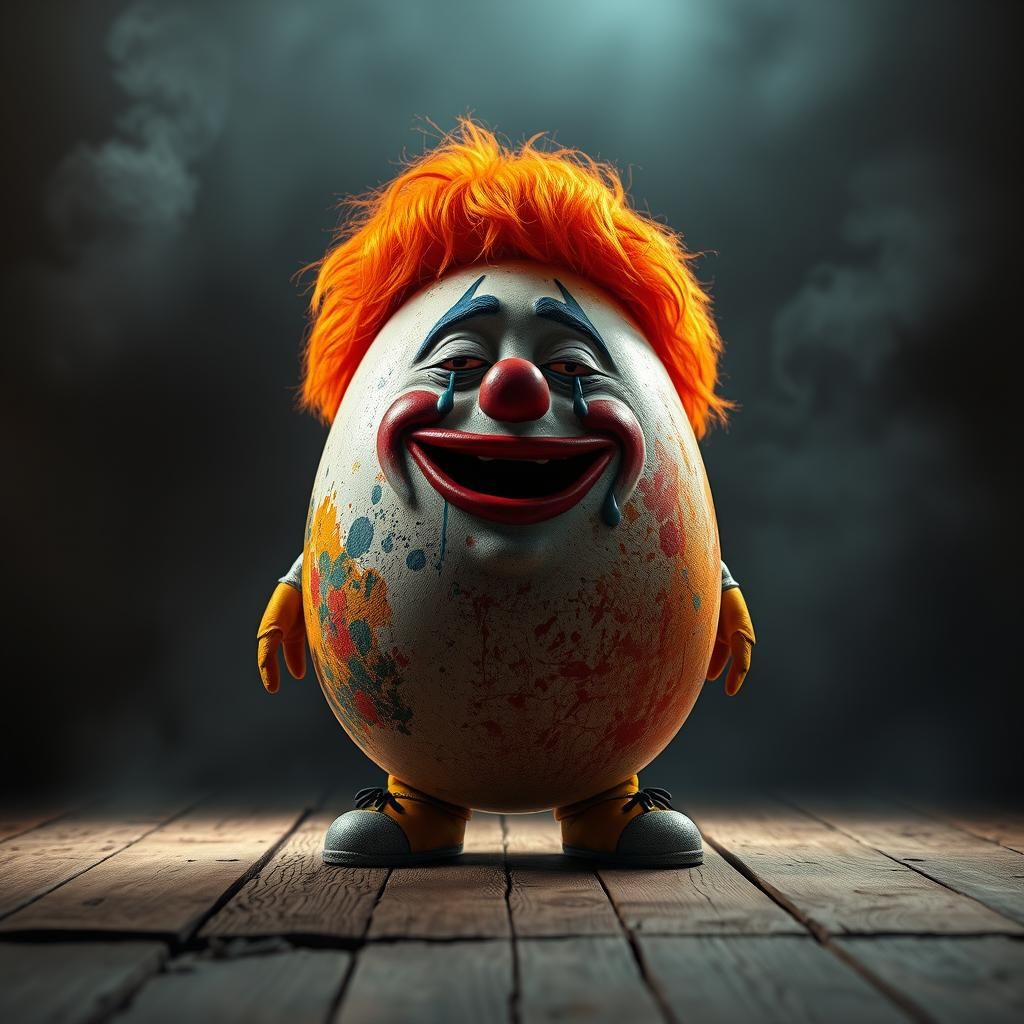Egg Clown Singing a Sad Song, Digital Art