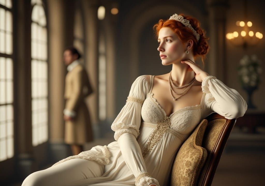 Regency Era: Golden-Haired Woman and Red-Haired Man