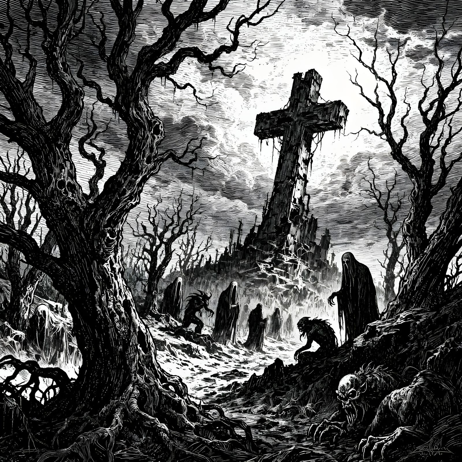 Eerie Black Metal Art: Hellish Landscapes & Demons