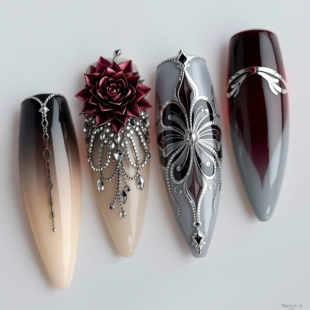 Luxury Stiletto Nails with Intricate Nail Art