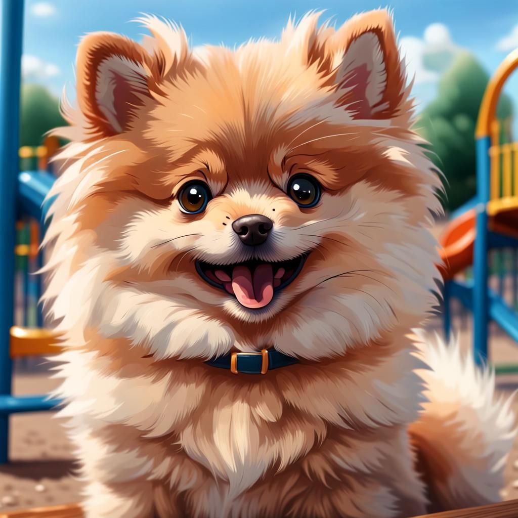 Pomeranian Puppy In the Playground