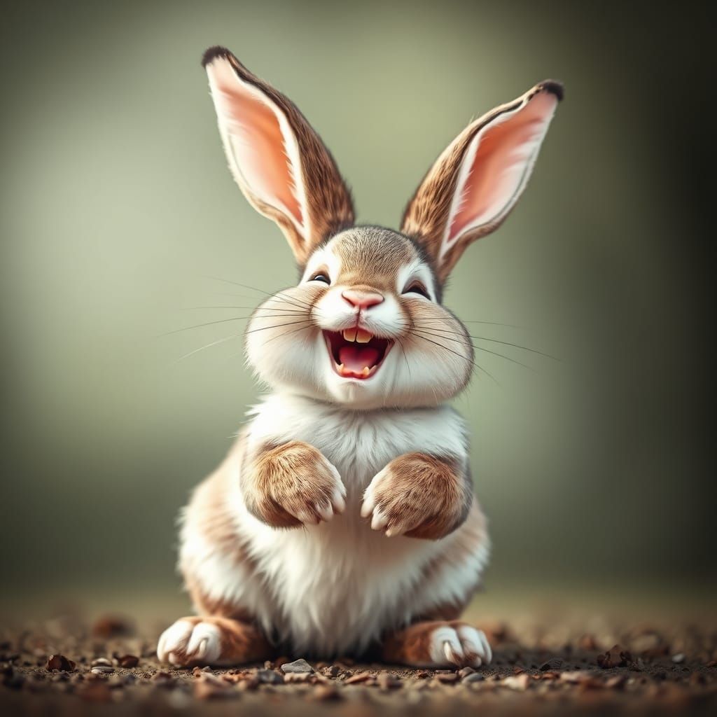 Laughing Bunny Cartoon Illustration