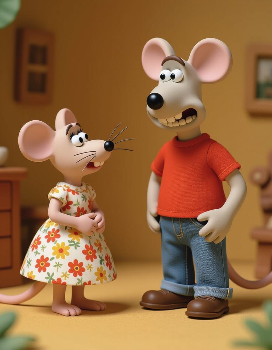 Mice in Claymation Style Inspired by Aardman Animation