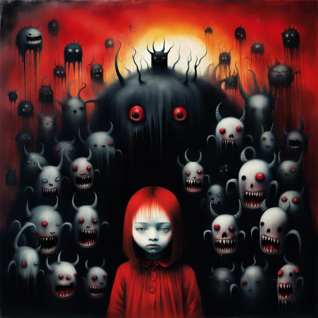 Sinisterly Cute: A Surreal Monster Scene