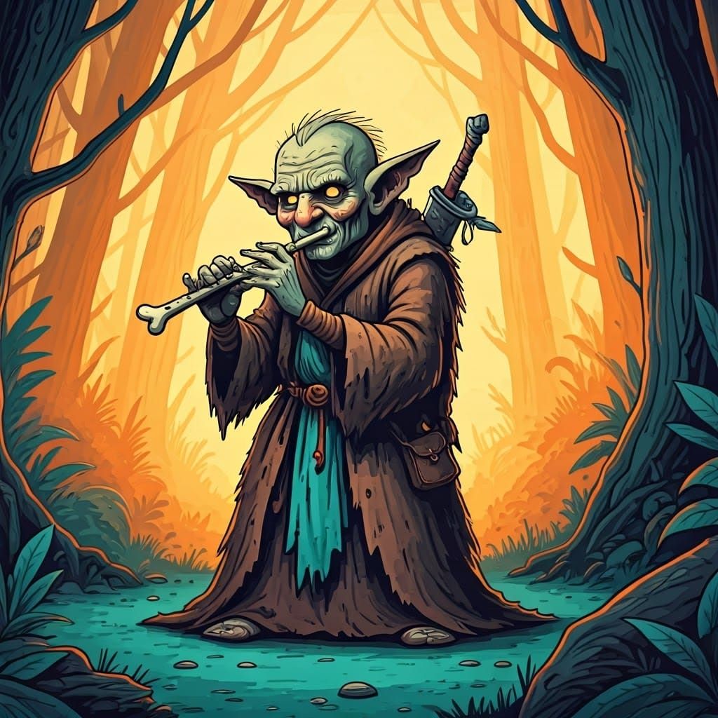 Undead Hobgoblin Ranger in Whimsical Hand-Drawn Illustration