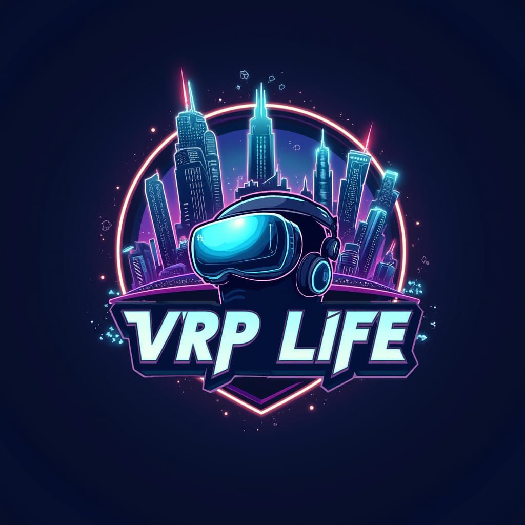 Futuristic VRP Life Logo Combines Virtual Reality and Neon C...