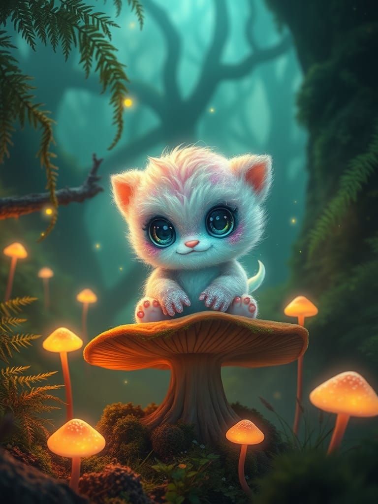 Glowing Space Monster in Enchanted Forest