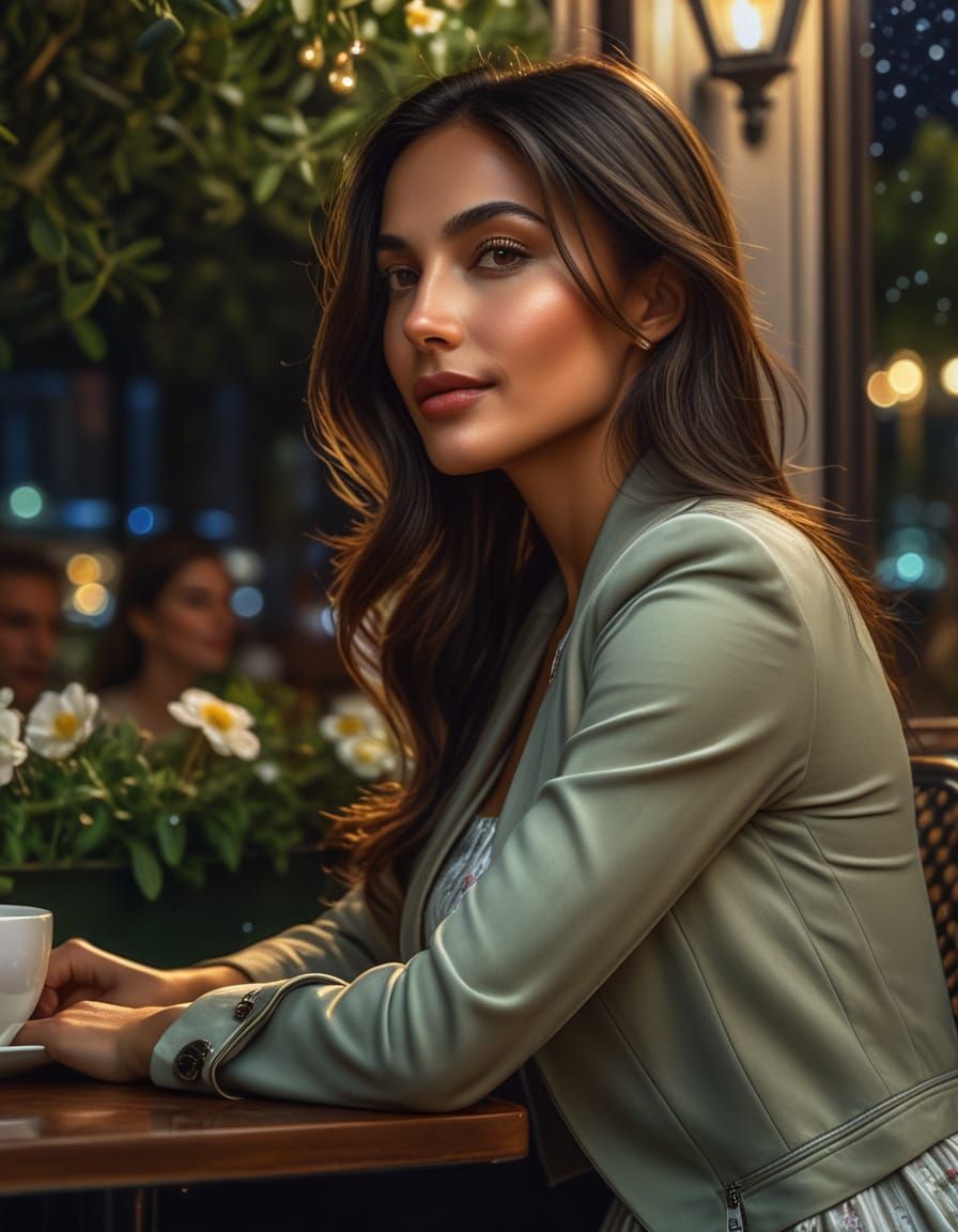 Cafe Portrait in Chiaroscuro Oil Painting