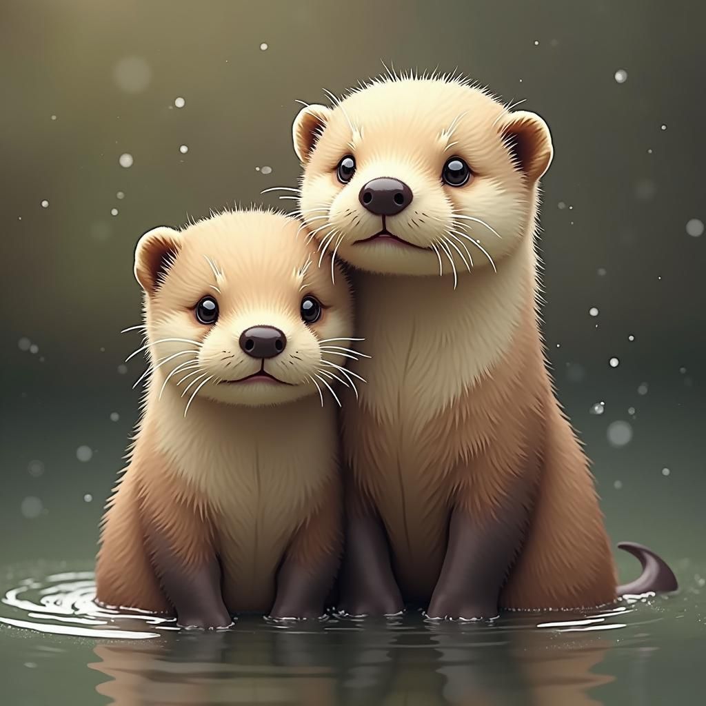Playful Cute Otters Generated by AI