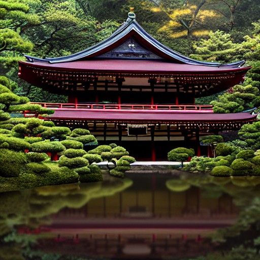 Japanese Temple in Woods: Matte Painting
