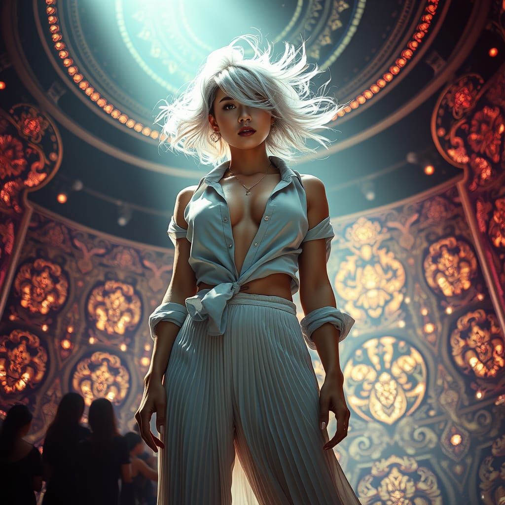 K-Pop Idol on Stage in Art Nouveau Style