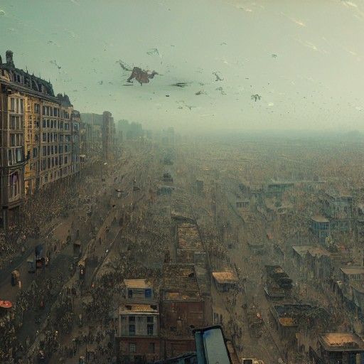 City Panic: Gravity Stops, Photorealistic Pre-Raphaelitism