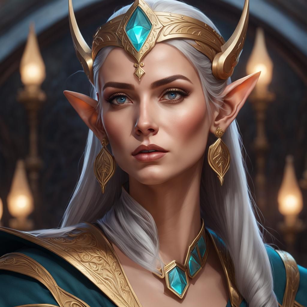 High Elf Wizard Portrait in Hyperrealism