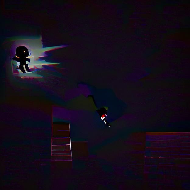 Figure Plunging into Shadowy Abyss