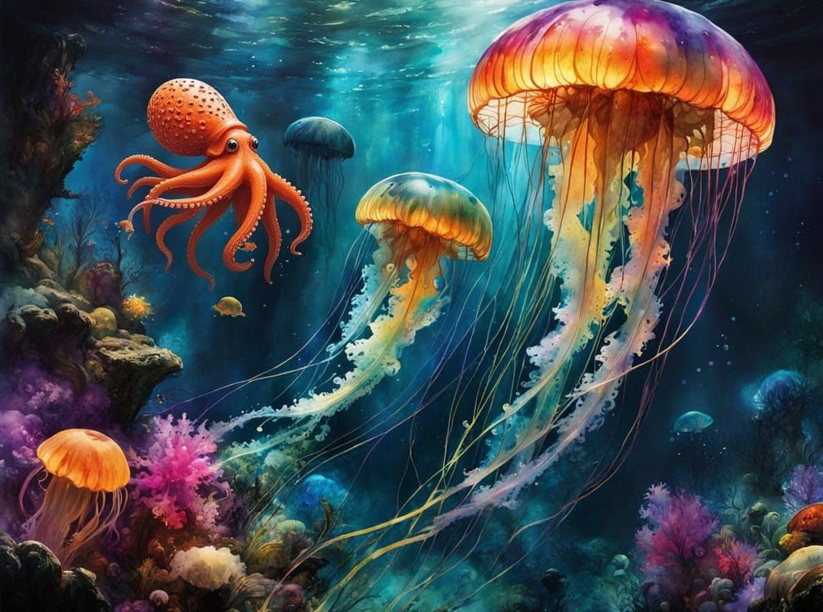 Underwater Octopus Illustration