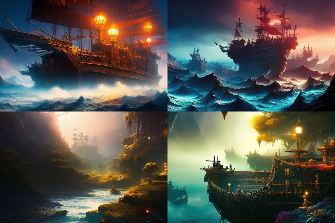 Pirates Watching Stars in Detailed Vector Art