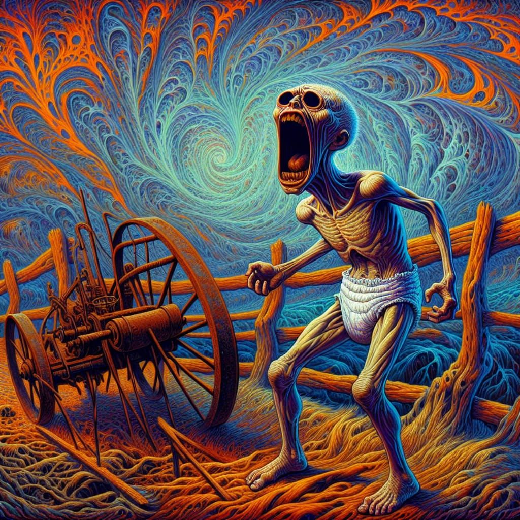 Terrifying Anthropomorphic Figure's Scream in Expressionist ...