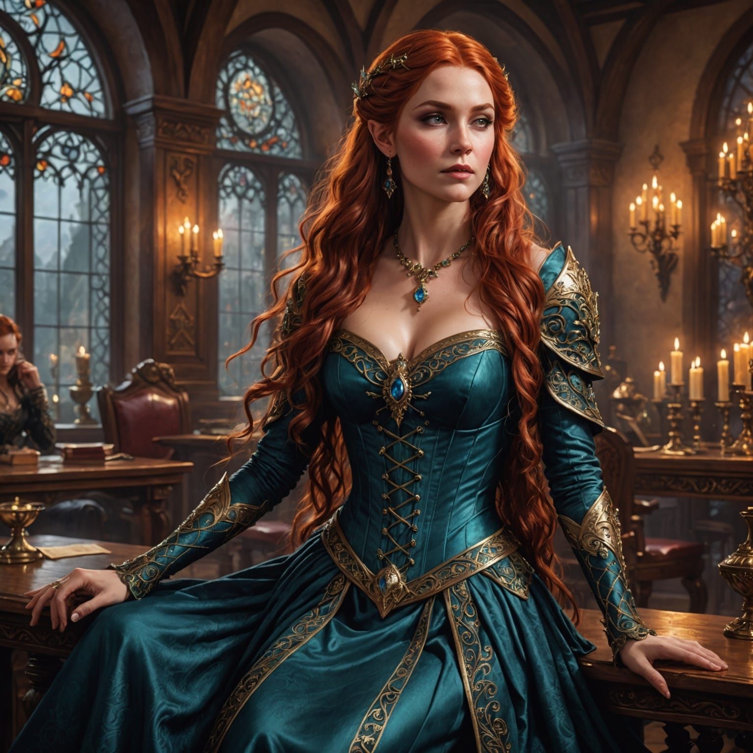 Ethereal Fantasy Courtesan in Waterdeep's Noble Salon