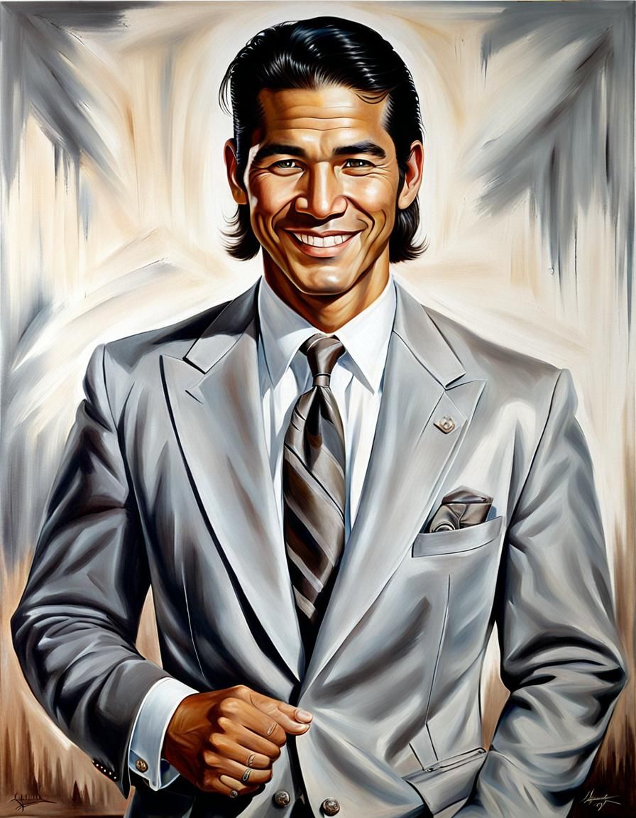Smiling Man, Photorealistic Oil Portrait on Canvas