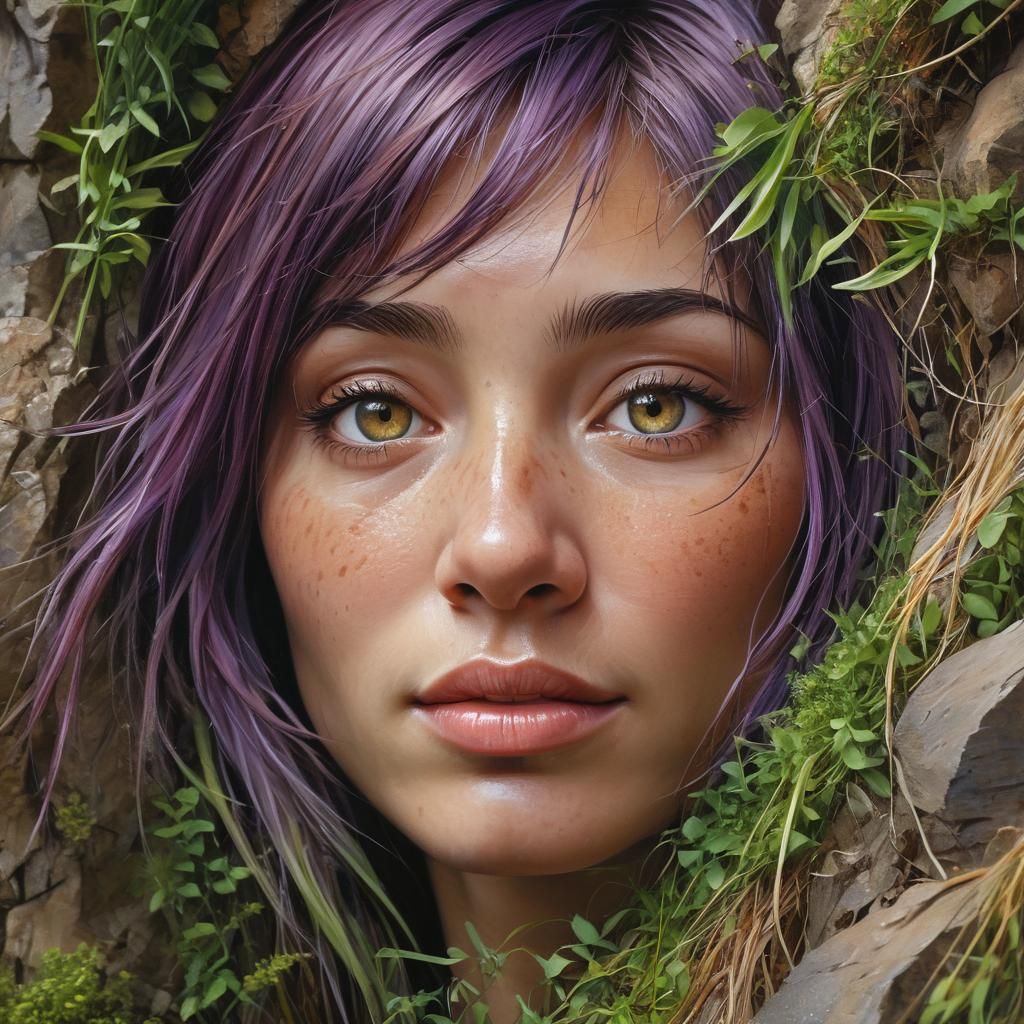 Mountain God Portrait in Hyper-Realistic Oil Painting