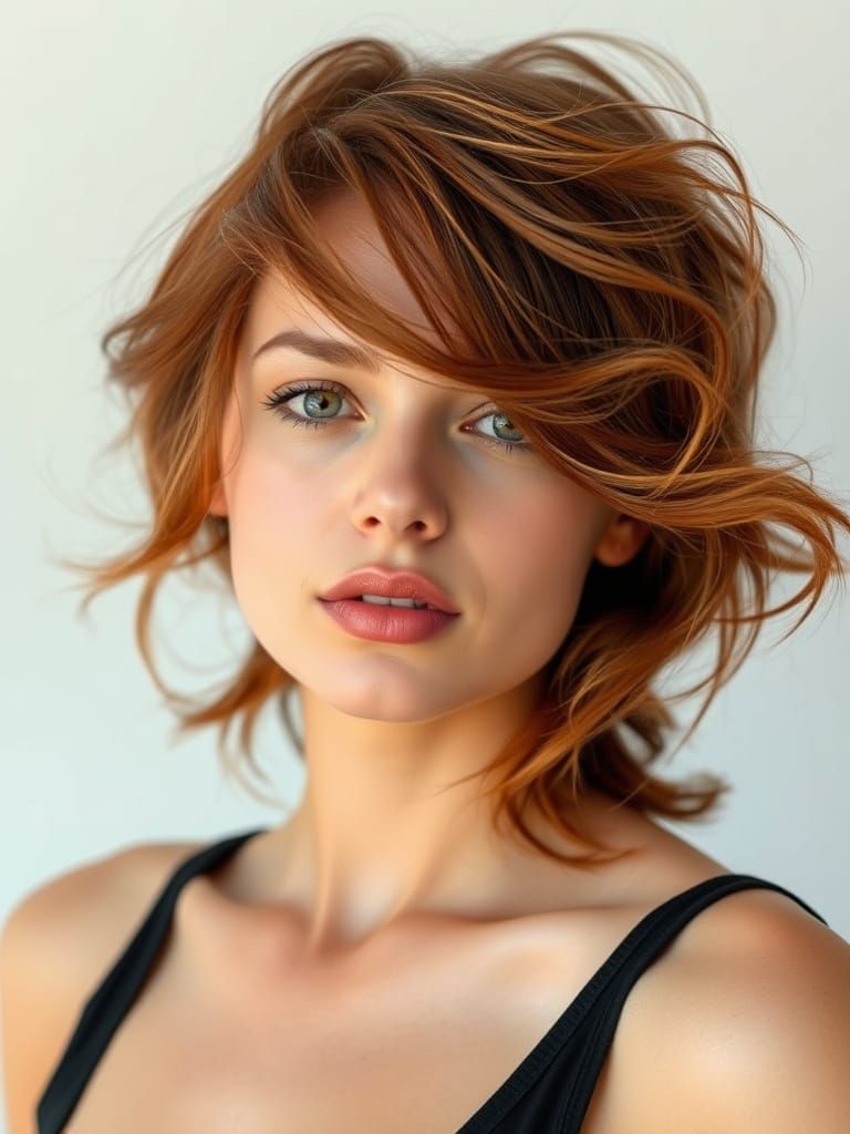 Seductive Portrait of a Woman with Auburn Hair