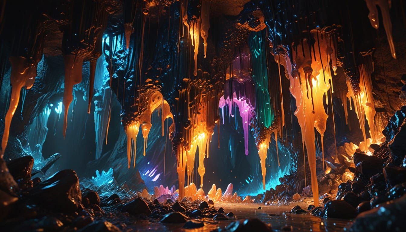 Surreal Caverns Illuminated by Molten Plastic