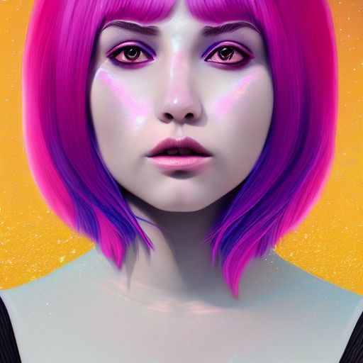 Cute Alien Girl Portrait in Cel-Shaded Style