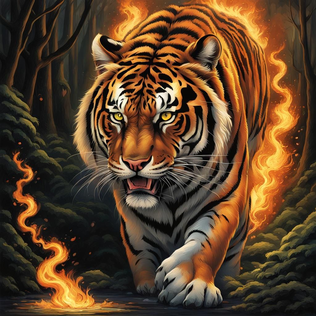 Abstract Fractal Tiger with 3D Shading