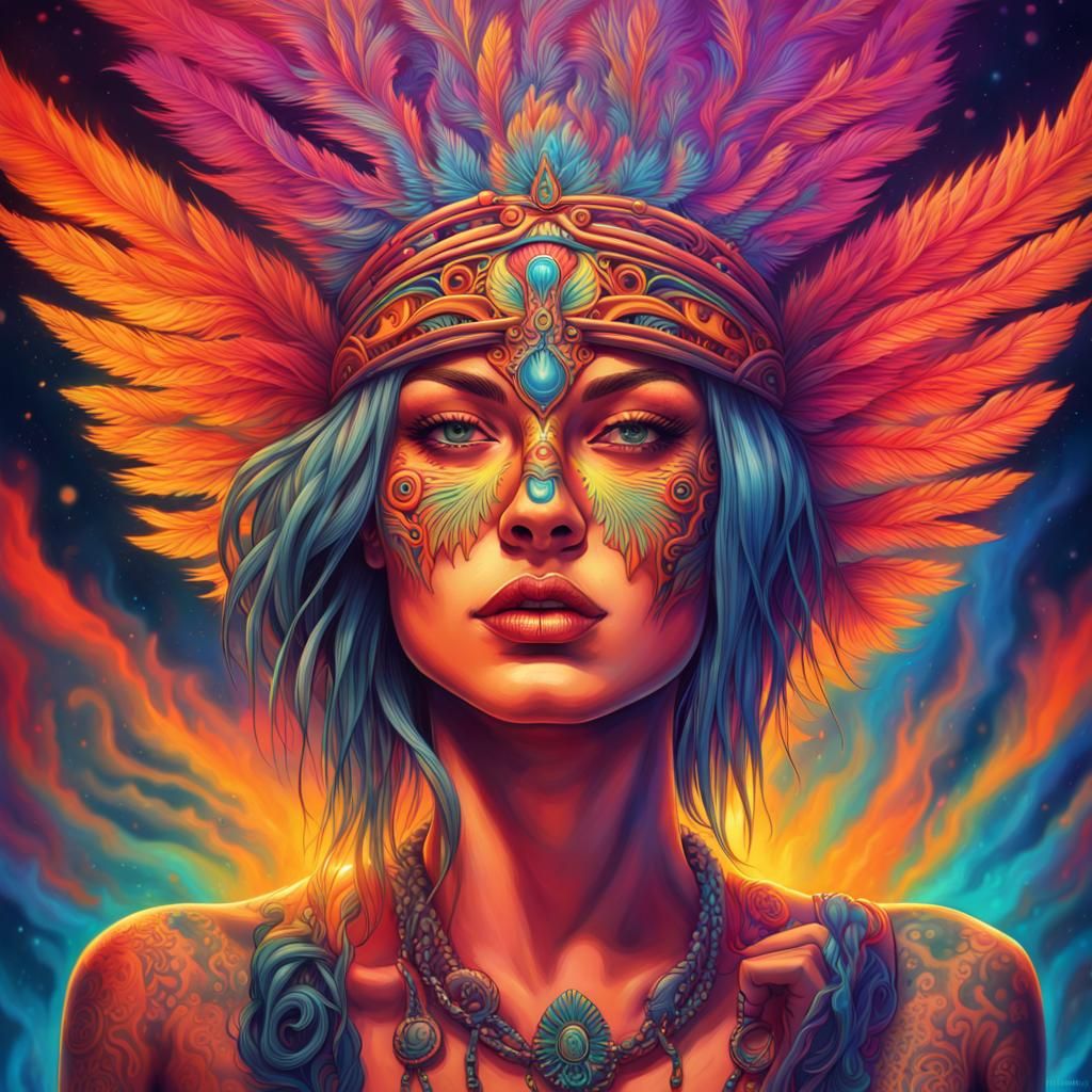 Psychedelic Priestess in a Hyperspace Ceremony