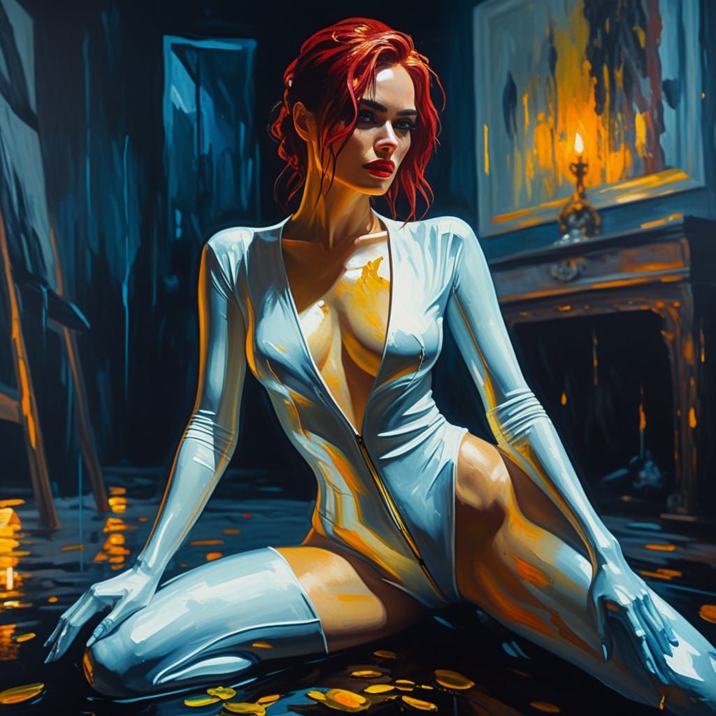 Captivating Woman in Golden Light, Fauvist Oil Painting