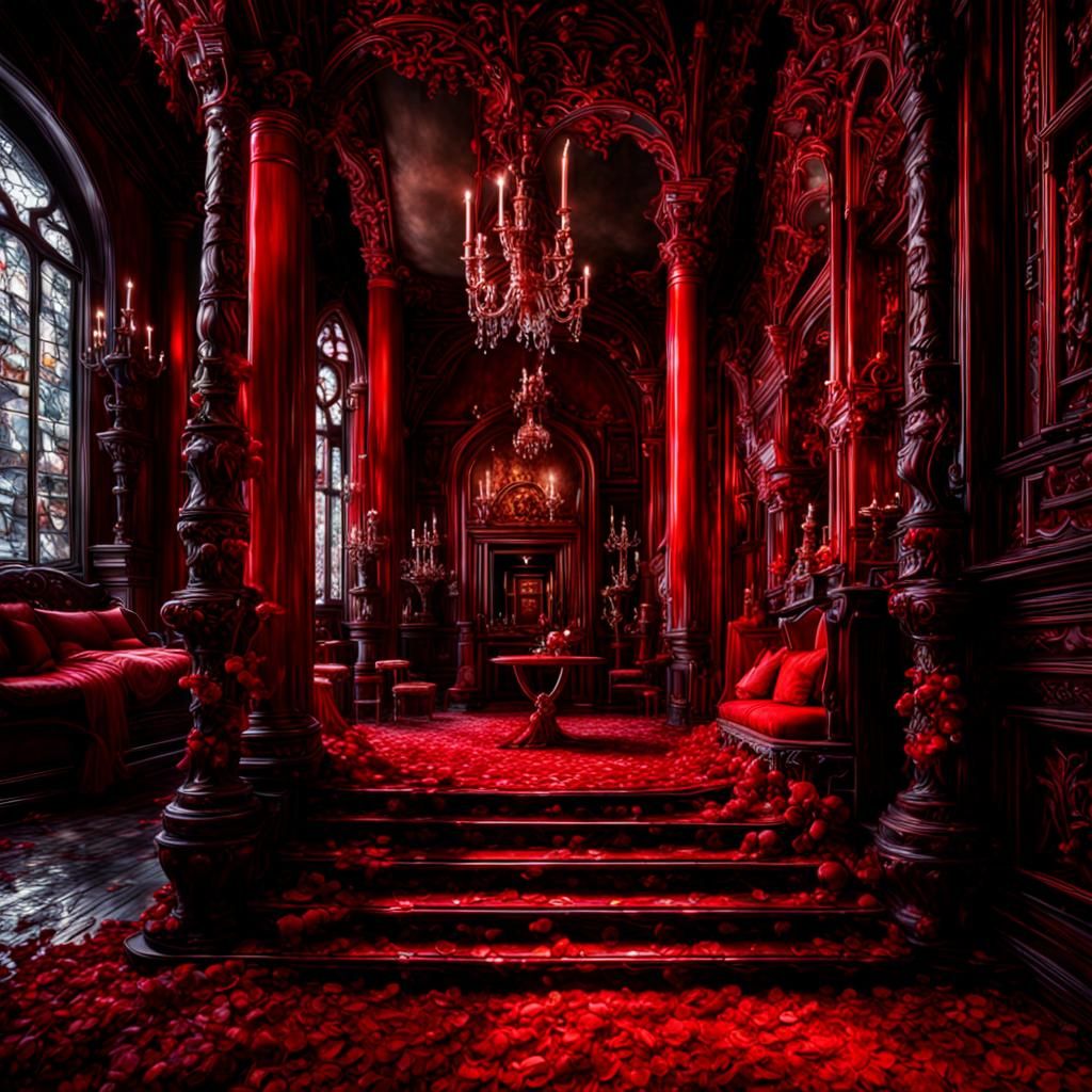 Intricate Crimson Spell in Hyperrealistic Style