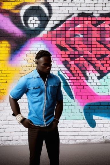 Urban Portrait: African American Man by Graffiti Art