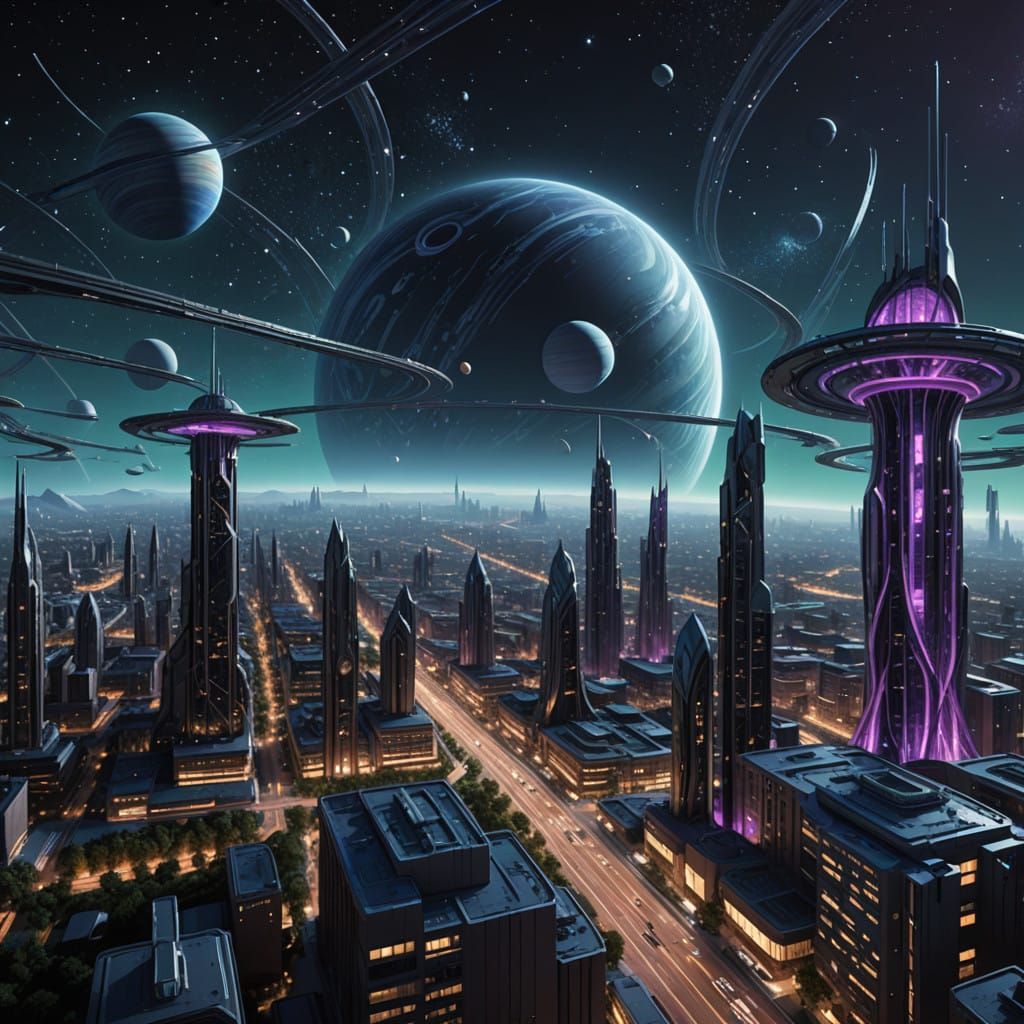 Ethereal Saturn Cityscape in Stunning 8K Ultra-Realism