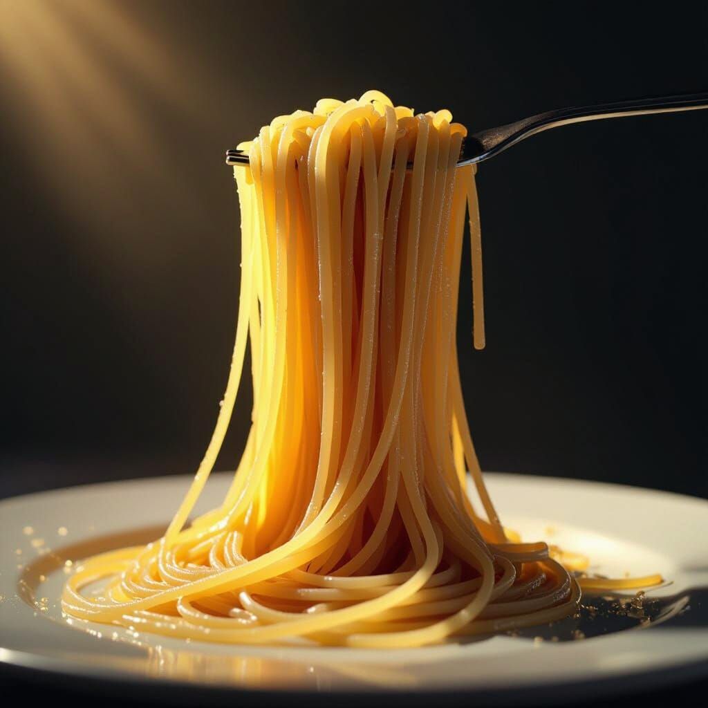 Hyperrealistic Hairy Spaghetti Strand in Surreal Style